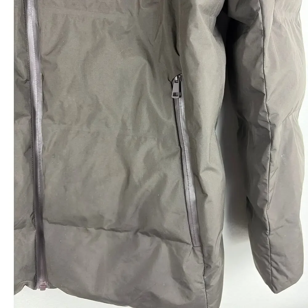 Dutch Bros Coffee Jacket‎ Mens Medium Brown Hooded Puffer Full Zip Insulated